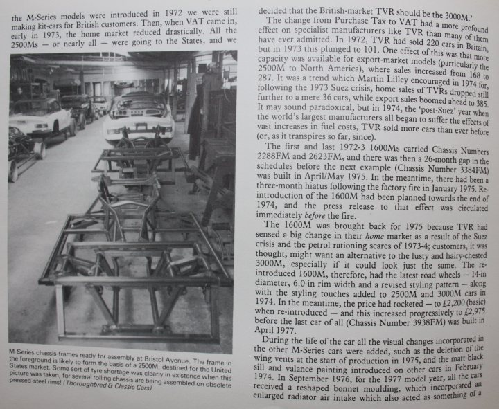 Pistonheads Bracing Chassis - The image shows a page from a textbook or publication that discusses the development and history of M-Series models. It appears to be a photograph of manufacturing equipment, specifically steel molds for car bodies, such as those for the Austin M100 and Range Rover, next to a line of cars from different eras.

The text contains a paragraph at the top that distinguishs between the body of a car and the chassis or frame, which are separate parts. It mentions the introduction of the RollsRoyce car in 1976 and the use of a tubular torque ram for improving efficiency in vehicle manufacturing.

In the lower half of the image, a diagram illustrates a machine used in the automobile manufacturing process, specifically for imprinting trunk lid flanges. This diagram is accompanied by precise measurements for a Honda M-Series car from the years 1974 and 1976.

The overall style of the image seems to be an academic or educational resource, captured in black and white, and it provides both textual and visual information about the evolution of car manufacturing and design.