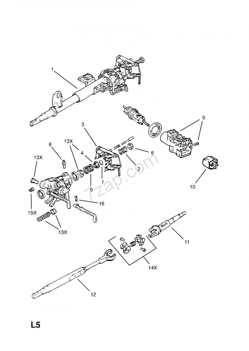 Steering column removal - Page 1 - Chimaera - PistonHeads - This image depicts a technical illustration of various construction components laid out on a flat surface. There's a prominent wheel unit in the foreground with multiple parts labeled L5. In the background, there's a partial view of a larger object that appears to be a metallic casing with labeled parts, possibly indicating the inside view of a complex piece of machinery or vehicle. The illustration shows dimensions in millimeters, such as 180 mm and others, providing a clear understanding of the components' sizes. The style is technical and precise, typical for a piece of assembly's blueprint or instruction manual.