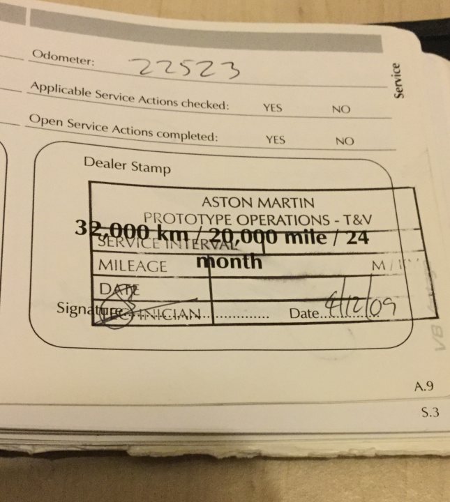 Anyone familiar with Fleet Operations service stamp? - Page 1 - Aston Martin - PistonHeads