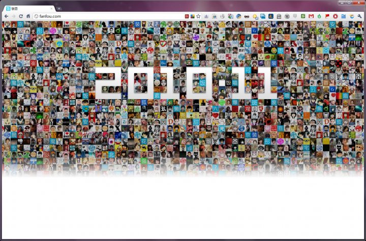 The image features a computer screen displaying a vibrant collage of thousands of small image thumbnails tightly packed together. The thumbnails represent a wide range of content, including faces, places, and various other subjects, suggesting a web search or gallery of images. The text "2011" is prominently displayed in the center of the collage in large, bold letters, which may indicate the content's relevance to a particular point in time or a special event. The style of the image is reminiscent of a Windowsesktop background, which often features a grid of thumbnails, though here the thumbnails are not arranged in a neat grid pattern.