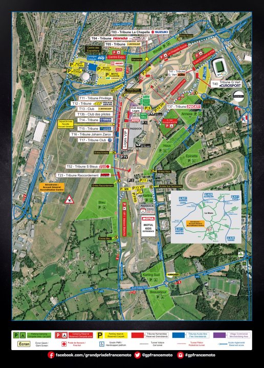 Le Mans MotoGP & Camping - Page 1 - Biker Banter - PistonHeads - The image displays a detailed black and white map of a construction site. The map is highly annotated, with various colored lines indicating different areas or sections of the site. There are symbols representing buildings, roads, and other features. Additionally, there are color-coded legends providing information about different parts of the site. This kind of detailed map could be used for planning purposes, such as understanding the layout of a construction project or tracking progress onsite. The text on the image indicates that it's an informative document meant to provide clear instructions or guidelines.