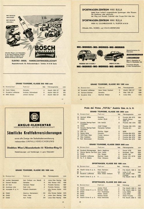 Period FIA race pictures for HTP Griffith 400 - Page 2 - Classics - PistonHeads - The image shows a collection of old brochures, primarily from the automotive and motorcycle industries. They appear to be from various manufacturers, including Daimler-Benz, BMW, and Porsche. The brochures include illustrations and text in German, advertising services and products related to motor vehicle transportation. They are four pages long and feature diagrams and texts alluding to car and bike mechanics, technical services, and sales. The style suggests these pieces are part of vintage automotive marketing materials.