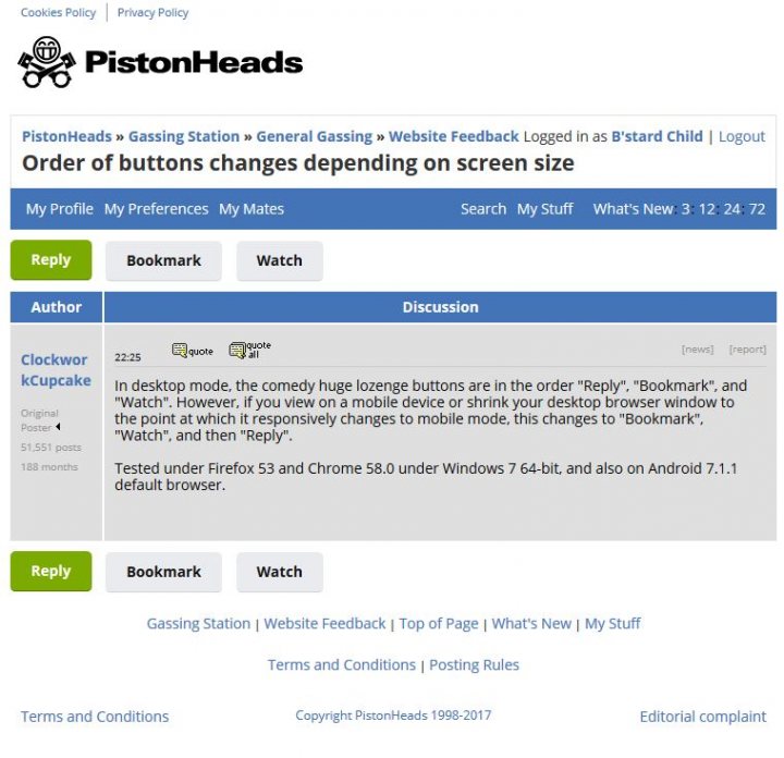 Order of buttons changes depending on screen size - Page 1 - Website Feedback - PistonHeads