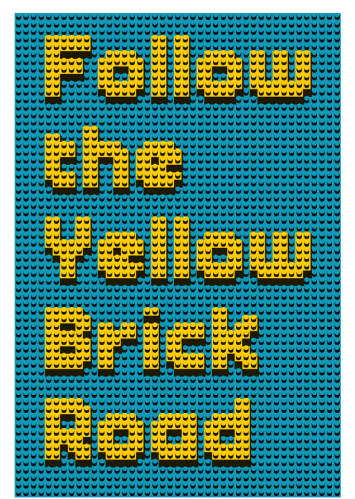 Lego Brick text generator - Page 1 - The Lounge - PistonHeads - The image features a Lego-themed banner. The banner has a light blue background with a darker blue grid pattern. The most striking element is the phrase "Follow the Yellow Brick Road" written in large, colorful Lego pieces. This phrase is centered on the banner. The Lego pieces "Follow" and "Road" are yellow, while "the" and "Brick" are in a vibrant blue color. The text appears to be inviting viewers to follow along, suggesting a sense of direction and adventure. The overall impression is playful and engaging, fitting for Lego, which often is associated with creativity and fun.