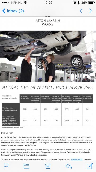 Fixed price main dealer servicing on pre-2012 cars - Page 1 - Aston Martin - PistonHeads - 