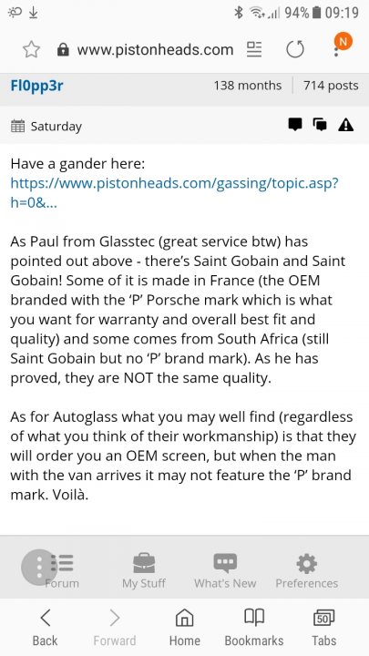 Cayenne Windscreen Replacement  - Page 1 - Porsche General - PistonHeads