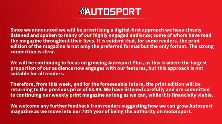 Weekly Autosport to cease publishing? - Page 4 - Formula 1 - PistonHeads