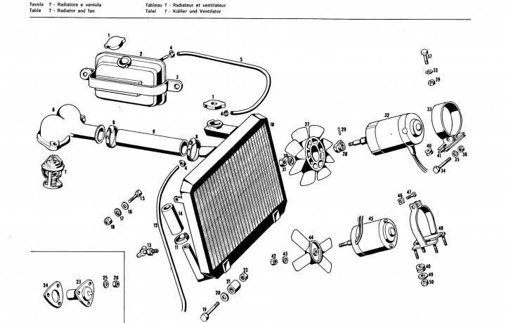 Refurbishment of my Maserati Mexico - Page 21 - Classic Cars and Yesterday's Heroes - PistonHeads - The image displays a comprehensive mechanical schematic, likely belonging to an educational manual or textbook. It shows various mechanical components such as gears, nuts, bolts, a speaker, a fan, and a cylindrical structure which might be associated with a projector. A few fans are scattered throughout the drawing, some in use and others not. The page neatly organized with annotations indicating parts of the machine. This illustration serves as a reference for understanding the assembly and function of these mechanical parts.