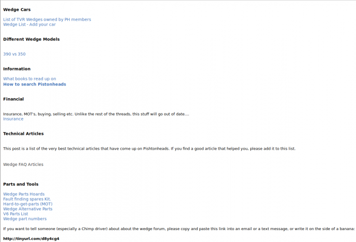 Wedge FAQ Link is broken - Page 1 - Wedges - PistonHeads - The image shows a screenshot of a webpage with a white background and a variety of text in different colors. At the top, there is a navigation bar with tabs labeled "Home," "Movies," "Music," "Video Games," "Forums," "Trending," and "Polls." Below this is a search bar followed by a section titled "Movie News" that appears to be part of a larger platform or service, as indicated by the subheading "Different Website Models."

The main content area displays an article with a headline that reads, "How I made my first $100 online." The article seems to offer advice or tips related to making money online. There are several paragraphs of text below the headline, which appear to be part of the main body of the article.

On the right side of the page, there is a list titled "Movie News" with subheadings for different categories such as "News," "Features," and "Forums." Underneath this list, there are additional links that say "Newsletter Signup," "Trending," and "Polls." At the bottom of the screenshot, there is a section titled "Article" with a link to "Read more," indicating the availability of a full article.

The text on the page is too small to read in detail, but it includes various elements typical for a webpage layout, such as headers, navigation options, and content sections.