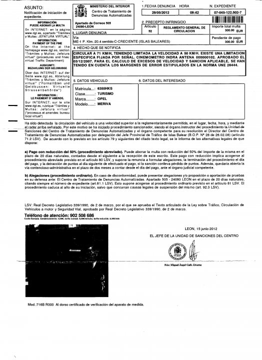 Speeding ticket from Spain (I think) - Page 1 - Speed, Plod & the Law - PistonHeads