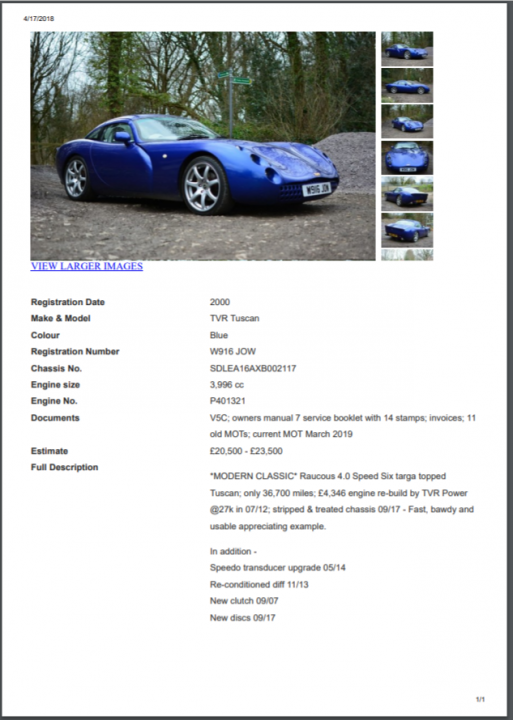 Tuscan at auction - Page 1 - Tuscan - PistonHeads