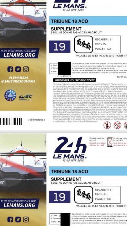 The 2019 Official Tickets for Sale, Swaps & Wanted thread. - Page 8 - Le Mans - PistonHeads