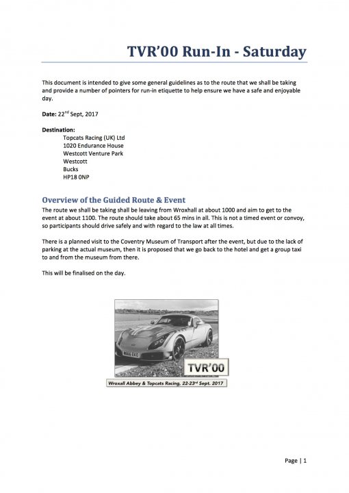 TVR Topcats Open-day, 23rd Sept. 2017 - Anyone welcome! - Page 1 - TVR Events & Meetings - PistonHeads