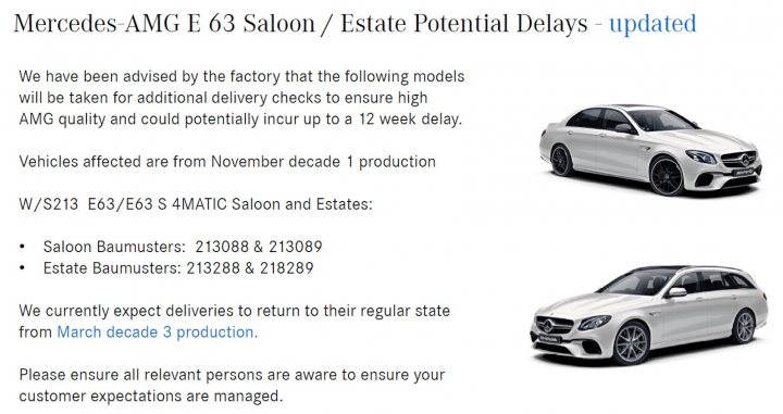 Production delay for new E Class - Page 1 - Mercedes - PistonHeads