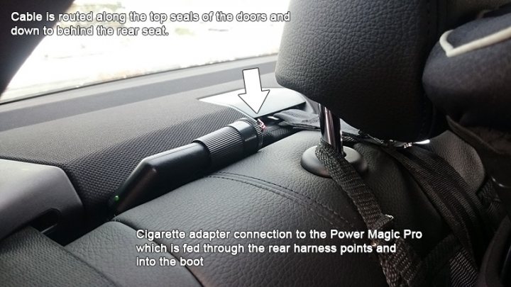 F30 Dash Cam Hardwire - Page 1 - BMW General - PistonHeads - The image appears to be a screenshot from a video or a visual guide to a product installation in a vehicle's cabin. It features images of a storey sells item to the top shelf balance box of what seem to be cables, suggesting the video is related to connecting cables or wiring in a vehicle. The cpsion text on the image provides explanative details about the product and its installation, instructing the viewer where the cables should be passed within the car's cabin. The overall style of the image is instructional, with a focus on the process of connecting cables or wires in a vehicle setup.