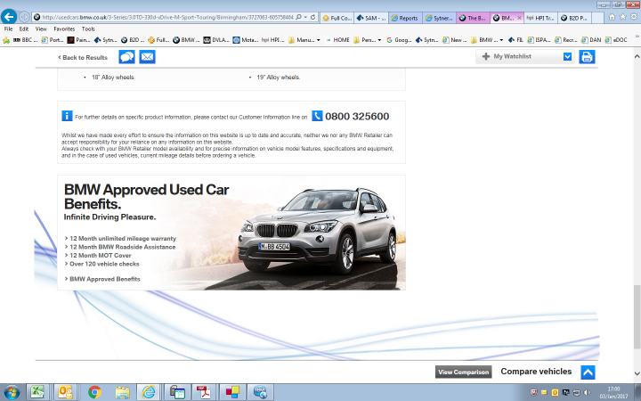 Option advertised online but not physically on used car - Page 1 - Speed, Plod & the Law - PistonHeads - The image shows a webpage with information about the BMW Approved Used Car program. Below the main text, there's a badge indicating a 12-month mileage warranty. A call button labeled 080 326500 is displayed for customer contact. An approval notice at the bottom confirms vehicle checks. The style of the image suggests it's a screenshot of a web page from a vehicle sales or car rental service. The text and badge suggest the use of a computer or similar digital device. The page is likely an advertisement or informational page aimed at potential customers.