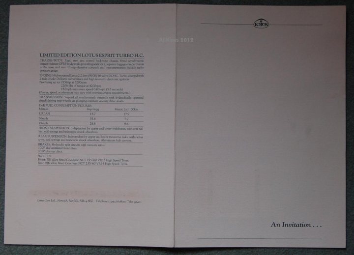 Pistonheads - The image shows a piece of paper that appears to be a part of a formal document or contract. It contains text in a specific outline and style, typical of legal or official documents. The text is densely packed and includes numbers, especially at the bottom where there seems to be some sort of code or reference number. The top of the paper has a header with a logo, but the image is not clear enough to discern the details. An interesting feature in the lower left corner of the document is the arrival of a message or notification through the completion of the signing process, indicated by a line that reads "An Invitation," but more context is required to understand this. The overall page color is a neutral shade, possibly beige or cream, providing a good contrast to the printed text.