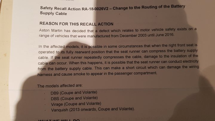 Battery Cable recall - Page 1 - Aston Martin - PistonHeads
