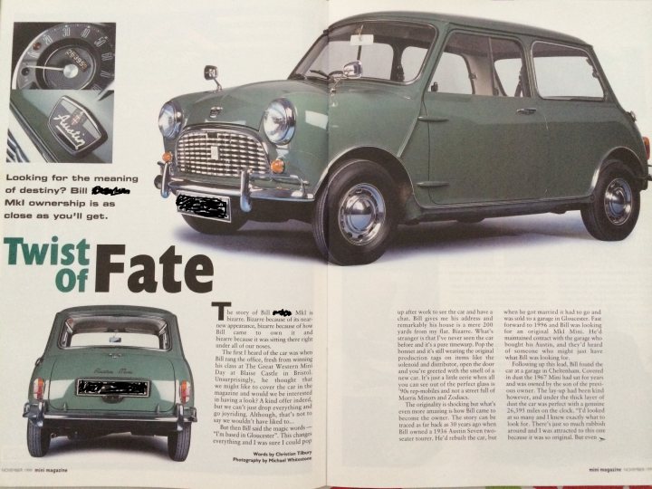 850cc of pure motoring pleasure - Page 1 - Classic Minis - PistonHeads - The image shows a magazine page featuring a green Volkswagen Beetle parked on a white surface. The magazine has a headline "Looking for the meaning of destiny? -MCL Sequester!" with a subtitle "Twist of Fate." The car is facing the viewer's right side with the twin tail light design typical of the Beetle. The overall layout suggests it's an old issue of a car enthusiast or auto magazine.