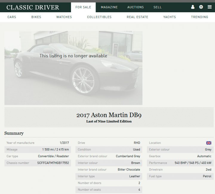 DB9 Production Numbers - Page 1 - Aston Martin - PistonHeads