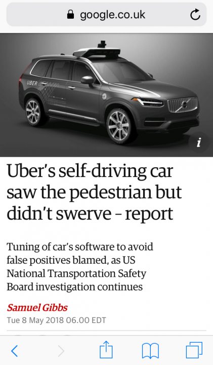 Uber driverless car in fatal accident - Page 30 - News, Politics & Economics - PistonHeads