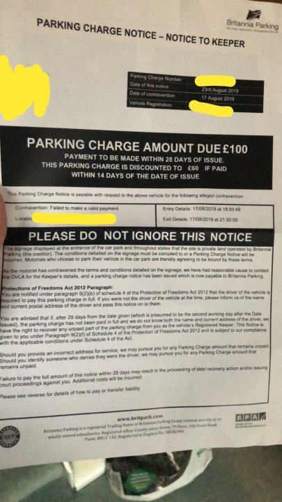 Britannia Parking. PFN or PCN? Pay or not pay? - Page 1 - Speed, Plod & the Law - PistonHeads