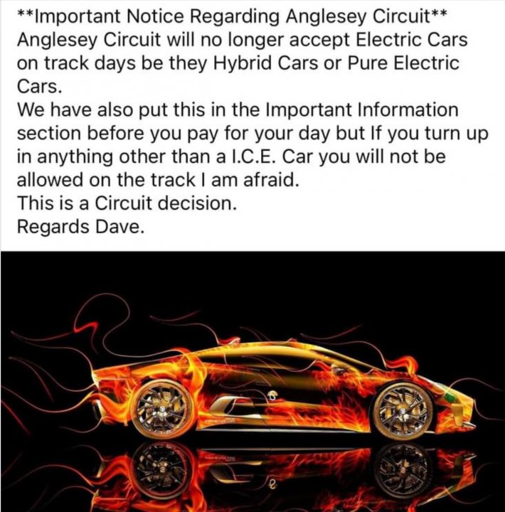 Anglesey Circuit has banned all EVs/Hybrids from trackdays - Page 1 - Track Days - PistonHeads UK