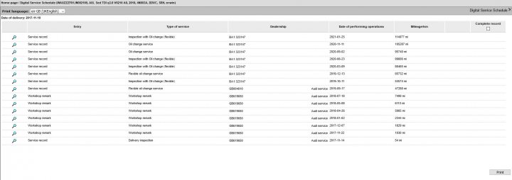 Digital service history for new purchase - Page 1 - Audi, VW, Seat & Skoda - PistonHeads UK - The image shows a computer screen with a spreadsheet open. The spreadsheet has multiple columns and rows, suggesting it's used for data organization or tracking. Each column is labeled with text, but the specific content of the cells is not clearly visible. The layout of the spreadsheet indicates a structured table, likely used for reporting or project management purposes. There are no images or graphics visible on the screen; only text and numbers within the spreadsheet. The overall appearance is simple and functional, typical of a working environment where data analysis or record-keeping is being conducted.