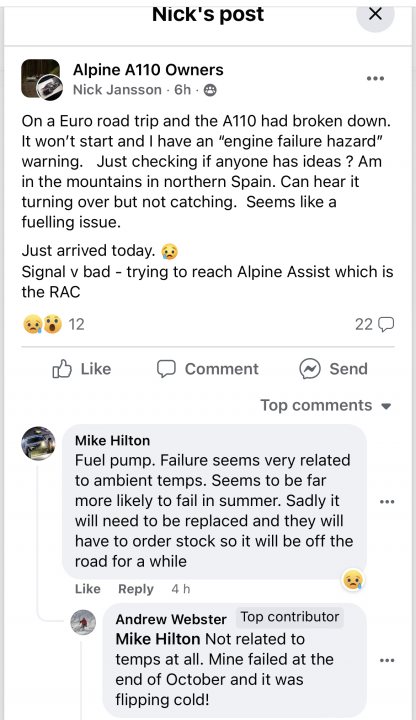 fuel pump fails in current production - Page 1 - Alpine - PistonHeads UK
