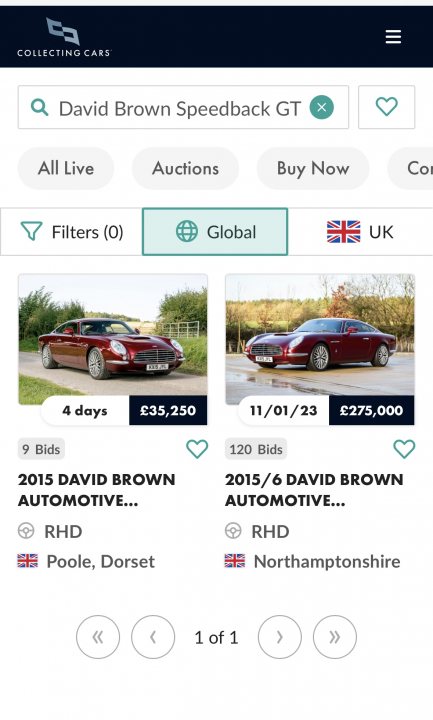 David Brown Speedback GT for sale - Page 1 - Supercar General - PistonHeads UK - The image shows a screenshot of a webpage, which appears to be a car dealership website. The website is displaying various cars for sale with their respective prices and specific details like the model, engine, year, and location. There's a navigation bar at the top with links such as 'Home', 'Cars', 'News', 'Parts & Accessories', 'Contact Us', 'Sell Your Car', 'Test Drive', and 'Blog'.

Additionally, there's a featured car on the homepage with its image, price, and model information. Below this, there are more cars displayed in a grid format, each accompanied by its specifics. There is also a section for 'Featured Cars' which seems to be showcasing specific models or types of cars.

The website includes a header at the top with the dealership name, an image of a car, and what appears to be a search bar or filters for car selection. The overall style of the image is that of a screenshot taken from a computer browser, and it's captured in a way that includes the webpage layout along with the window controls and title bar, which are part of the operating system interface.