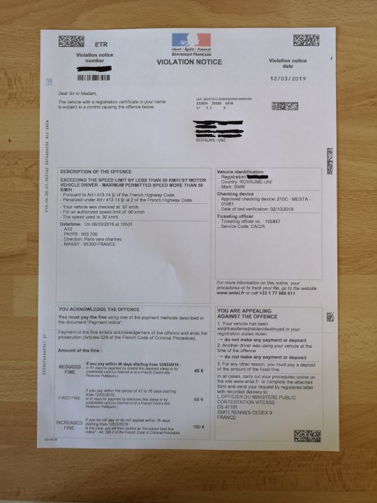 French speeding ticket. - Page 1 - Speed, Plod & the Law - PistonHeads