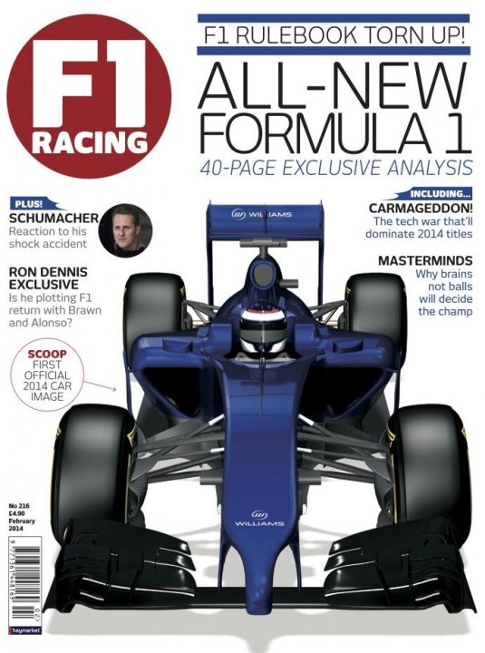 New Williams - she's not a looker - Page 1 - Formula 1 - PistonHeads - The image features the cover of F1 Racing's magazine, titled "FI F1 ROADBOOK TURN UP! ADD-ON #1". The magazine is labeled as "40-PAGE EXCLUSIVE ANALYSIS" and includes a feature column titled "Schumacher" about the late, great racing driver. The main attraction on the cover is an artistic rendering of an F1 car in a dynamic pose, suggesting speed and motion. The cover also notes additional features such as "MASTERMINDS" and "SCoop".