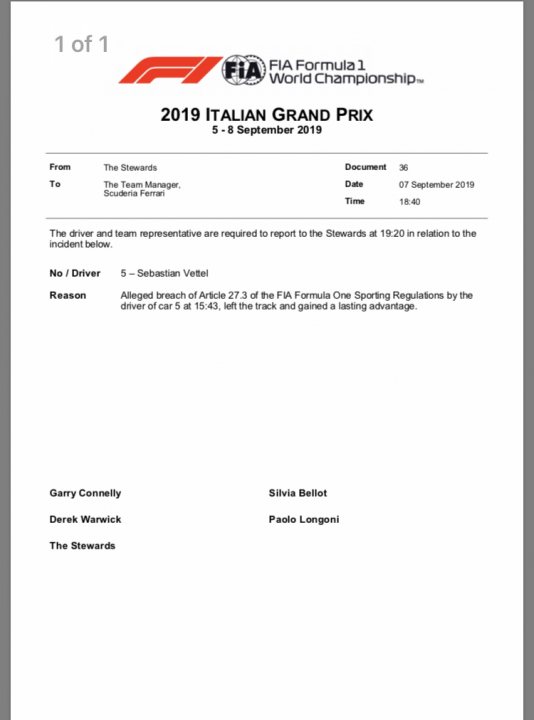 Official Italian Grand Prix Thread ***SPOILERS*** - Page 5 - Formula 1 - PistonHeads