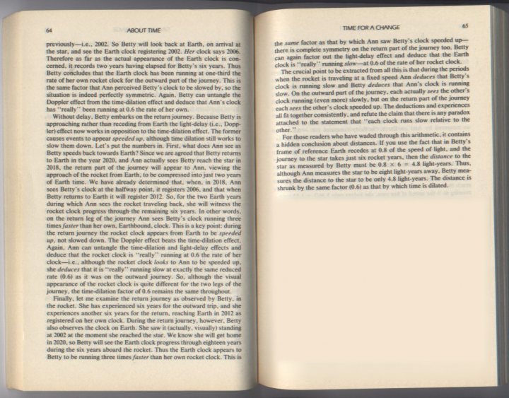 Black hole/time dilation question - Page 3 - Science! - PistonHeads - The image is a faded page from a book, with visible content containing a sequence of text. At the bottom of the page, under the heading "ABOUT TIME," is the 45th page with extracts from a letter and text discussions about Earth's orbit. The page discusses the need to travel around the Earth to have the same Earth day, suggesting trips back and forth through various routes and the invention of the timekeeping device, the pocket watch. The text mentions Betty's six-year-old paintings and theories about stars, suggesting that Betty was an engaged and active child with an interest in science and the universe.