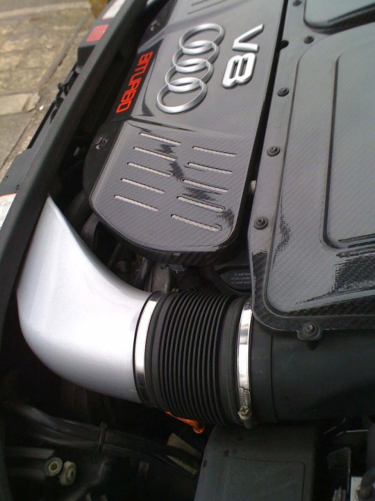 Dyno Pistonheads Mrc - The image is a close-up photograph showing a portion of an engine bay. The focus is on a section of the engine cover that displays the emblem of the Audi brand, "Audi V8," in the center. The background is out of focus due to the close proximity of the camera to the engine cover, which indicates that the photo was taken from an angle near the engine. The photograph includes a slight reflection on the shiny surface of the engine cover, suggesting that the photo was taken in natural light. The engine appears to be an eight-cylinder V8, as indicated by the "8" symbol and the branding.