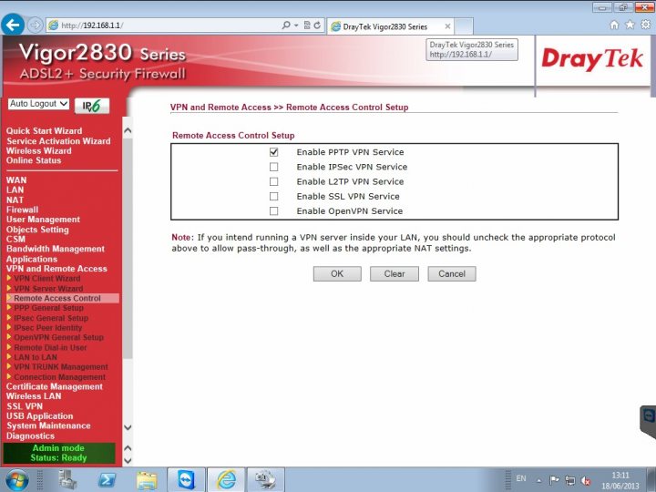 draytek vigor help - Page 1 - Computers, Gadgets & Stuff - PistonHeads - The image shows a computer screen displaying a VPN (Virtual Private Network) installation wizard. The interface is provided by a software named "Vigor2830 Series," recognizable by its red and blue color scheme. The wizard is in the process of guiding the user to configure their network settings for remote access to a specific network via PPTP (Point-to-Point Tunneling Protocol) service. The screen currently states "Enabling VPN Service." At the bottom, there is a note indicating that the user should be running VPN software inside their LAN (Local Area Network) and should make sure the appropriate protocols are operational.