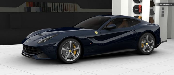 RE: Ferrari F12berlinetta confirmed - Page 9 - General Gassing - PistonHeads - The image depicts a stunning, sleek supercar parked in a garage. It is a dark model with a futuristic design, characterized by a large hood and a low, wide stance. The car features yellow accents and a large, open grille. The wheels are large and shiny, consistent with high-performance cars. The interior of the garage is visible, showcasing a variety of items, including records and what appear to be other automotive-related items, hinting at an interest in automobiles.