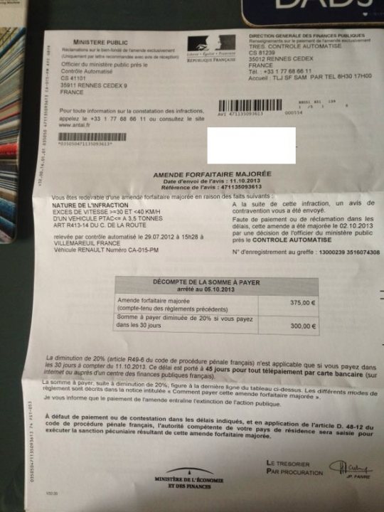 Speeding Ticket from France but I've not been there for ages - Page 1 - Speed, Plod & the Law - PistonHeads