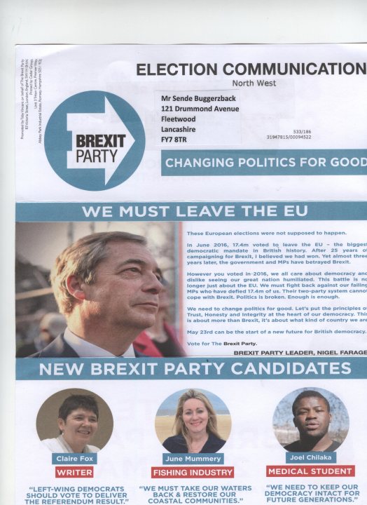 Nigel Farage Launches New Brexit Party. - Page 105 - News, Politics & Economics - PistonHeads