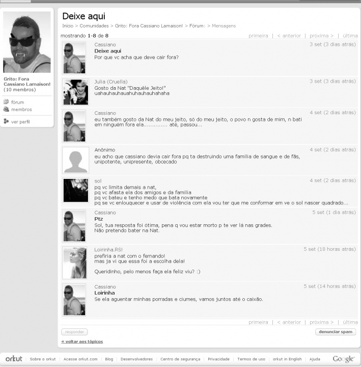 The image is a screenshot from the website Opera.in, which appears to be a site for political commentary or discussion. At the top, there is a logo followed by the page title "Deixe aqui" meaning "Leave here." Below the title is a profile picture of a man wearing sunglasses. The main part of the screenshot shows multiple posts or responses from users, with text indicating conversations or responses to posts. The users are represented by profile pictures and their names alongside the content of their posts, which are written in a language or script that is not Latin-based. There are also digital artifacts, suggesting the website might be based in Brazil, and various social media icons or links are shown beneath each post, likely for sharing or interacting with the content.