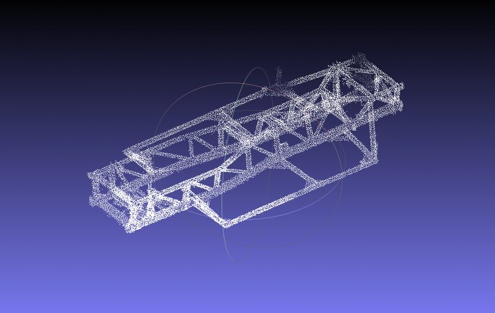 Griff chassis diagram - Page 2 - Griffith - PistonHeads - The image displays a three-dimensional, wireframe representation of a structure or object in the center. The object appears to be a complex, possibly industrial or mechanical design, with a symmetrical or mirrored form. Its structure is composed of numerous small, interconnected elements that create a pattern throughout the object. The wireframe is set against a simple, dark background, possibly black or navy blue, which contrasts with the bright, ghostly white of the object's design against it. There is no additional context or text present in the image.