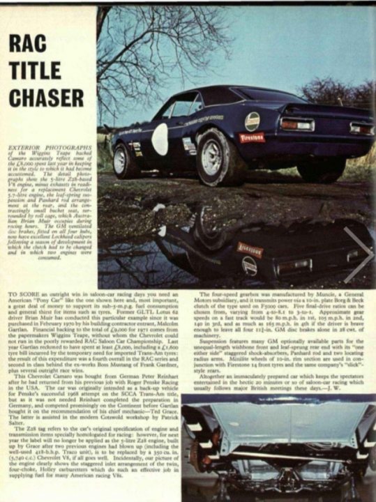 Camaro Wiggins Teape - Raced In England 1968/72 - Page 1 - Yank Motors - PistonHeads