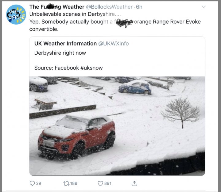 The wet and windy, with occasional snow, 2018/2019 thread  - Page 53 - The Lounge - PistonHeads