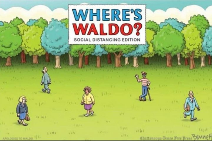 Sean Connery Joke Thread (Vol 10ish) - Page 48 - The Lounge - PistonHeads - The image is a humorous cartoon that features the character "Where's Waldo?" from the book series of the same name. In this particular illustration, the central theme revolves around social distancing, which has been emphasized in many contexts due to health concerns like COVID-19.

The cartoon shows a park scene with a group of people walking and standing around, all maintaining a safe distance from one another. The text "Where's Waldo?" is prominently displayed at the top of the image, likely referring to the popular book series where the characters are often depicted in various situations across different locations.

In the bottom right corner, there is an additional text that reads "SOCIAL DISTANCING EDITION," which seems to be a playful commentary on how one might need a special edition of the classic book series to find Waldo and friends in a socially distanced world. The image cleverly uses the familiar elements of the book series to convey a message about social distancing in a light-hearted manner.