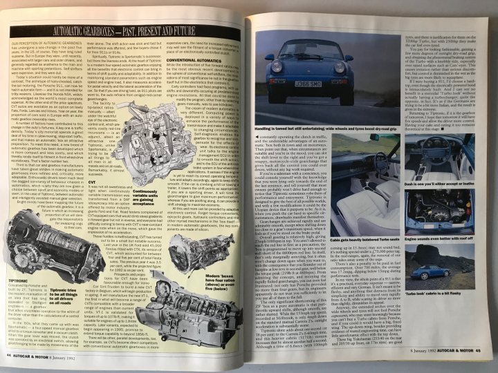 A collage of photos of a man holding a skateboard - The image shows an open, spread-out page of a magazine containing a combination of text and photos. The huge double-page spread is dedicated to the dismantling and viewing of a car, both inside out of its coverings. There are multiple sections of images - three unusual cars in various orientations, one prominently in the foreground displaying mechanical details, another with a headlight, and another showing a hood with engine components. The photo of the hood is at the top right corner, and the text is scattered across the page. The design suggests a technical or automotive theme.