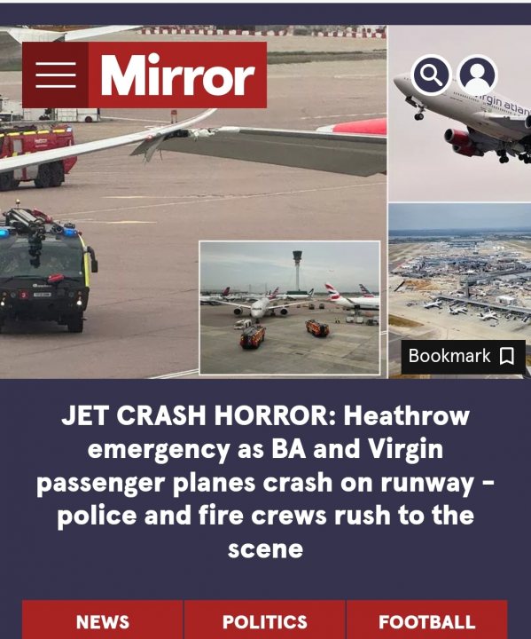 Heathrow Airport: Two planes collide on runway - Page 1 - Boats, Planes & Trains - PistonHeads UK