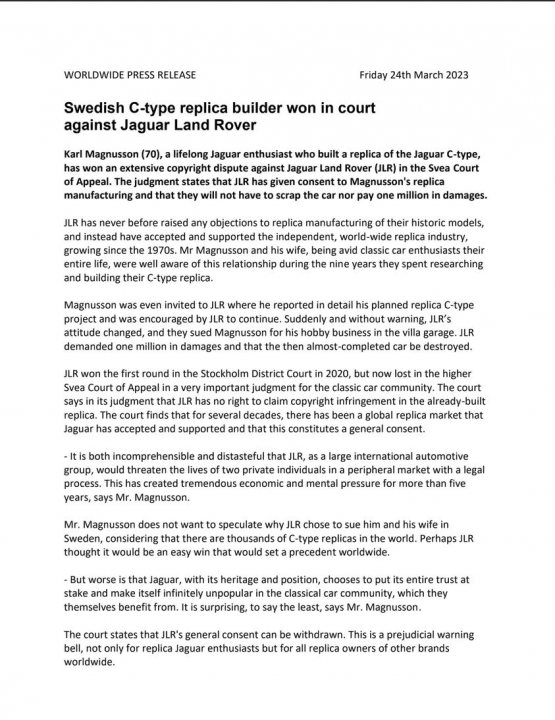 Magnussons-Jaguar Court Appeal Result - Page 1 - Classic Cars and Yesterday's Heroes - PistonHeads UK