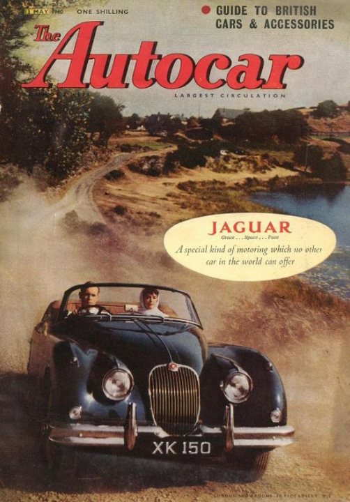 Pistonheads - The image is a cover of a magazine titled "THE AUTO CAR." In the foreground, there's an antique car model, suggesting the focus of the content inside. The background features a landscape with a person standing next to it, indicating a travel theme. There are texts that read "British Cars" and "Jaguar," hinting at the specific topic or car brand featured in this edition of the magazine. The overall style of the image is reminiscent of vintage magazines, suggesting it might be an older publication.