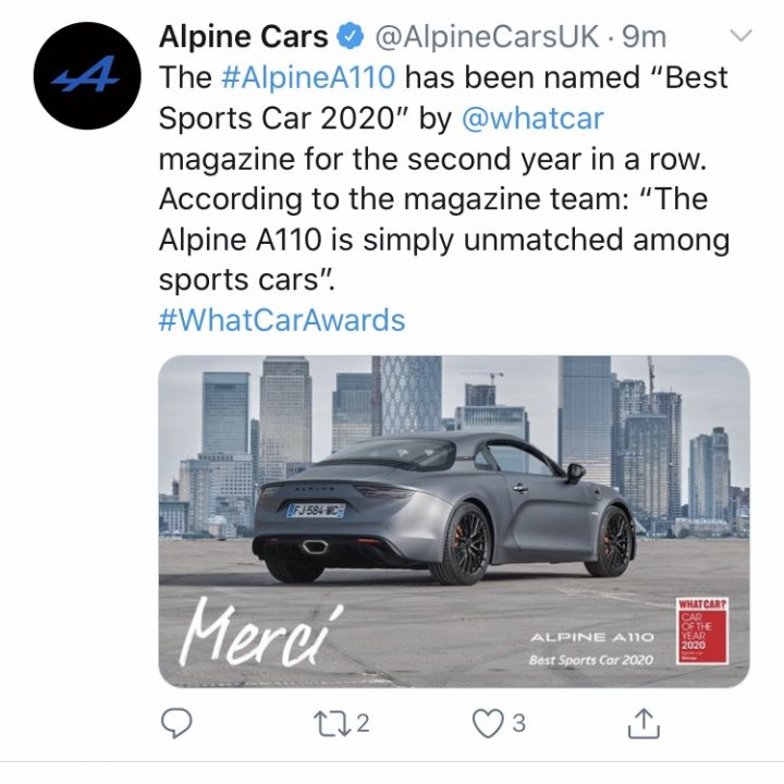 Re : The Alpine A110 (finally) cometh | PH Fleet - Page 40 - General Gassing - PistonHeads