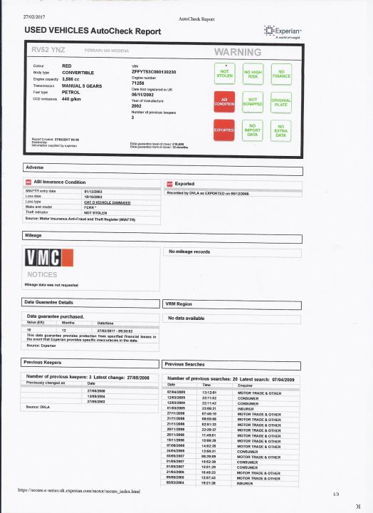 360 Spider in Classified, ZFFYT53C000130230 , RV52 YNZ - Page 1 - Ferrari V8 - PistonHeads